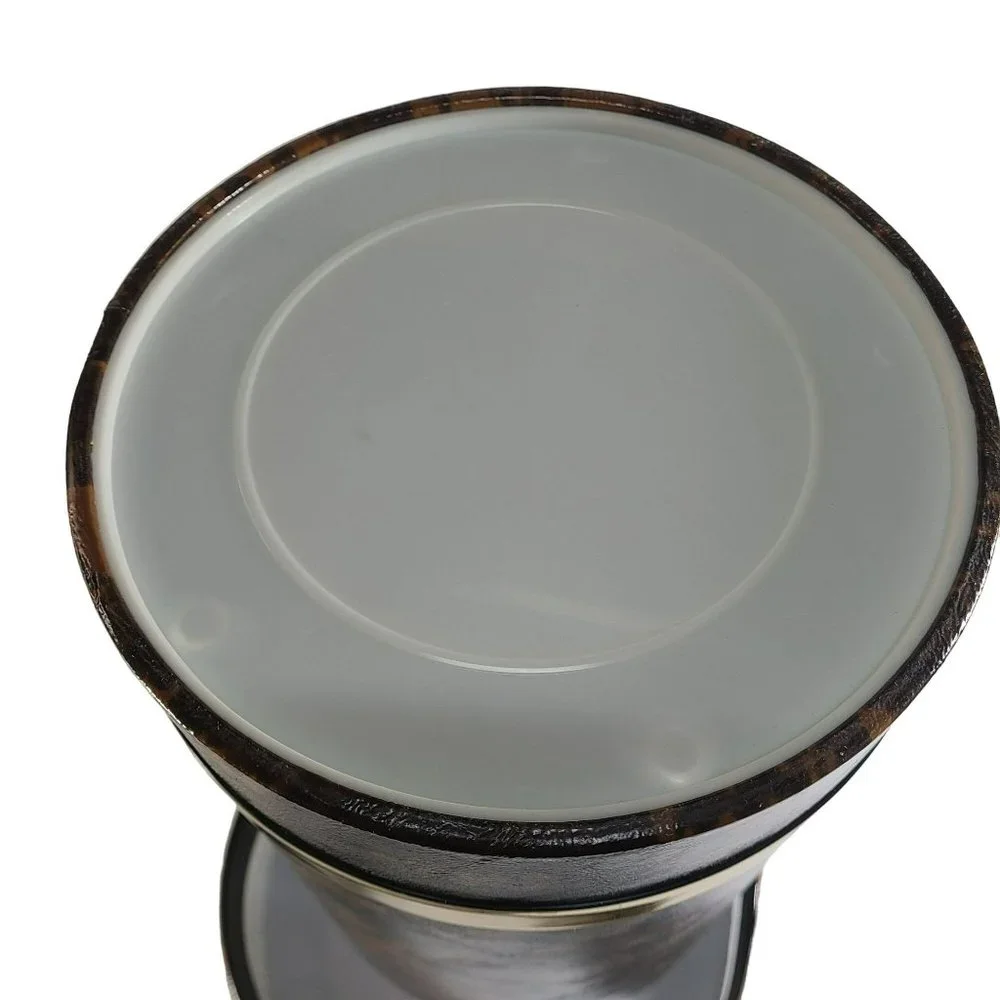 Vintage Mid Century Modern Ice Bucket Gold Brown Marbled Silver Handle